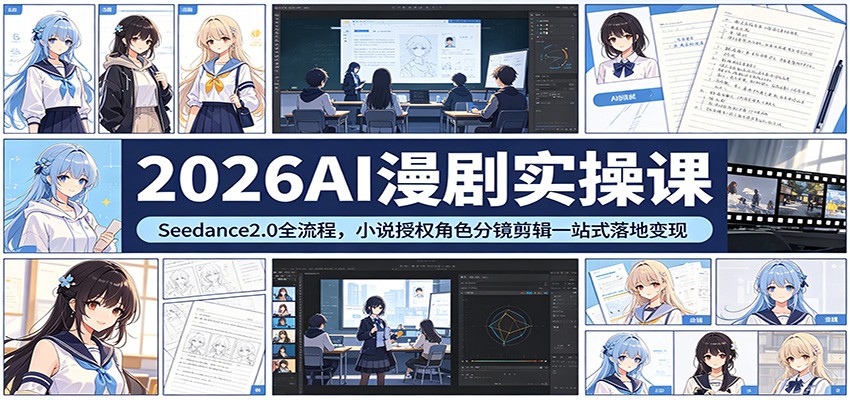 2026AI漫剧实操课：Seedance2.0全流程，小说授权角色分镜剪辑一站式落地变现-weichuangqy