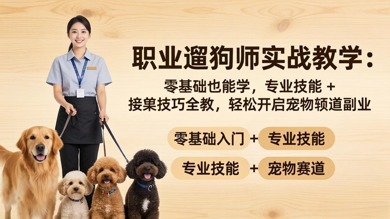 职业遛狗师实战教学：零基础也能学，专业技能 + 接单技巧全教，轻松开启宠物赛道副业-weichuangqy