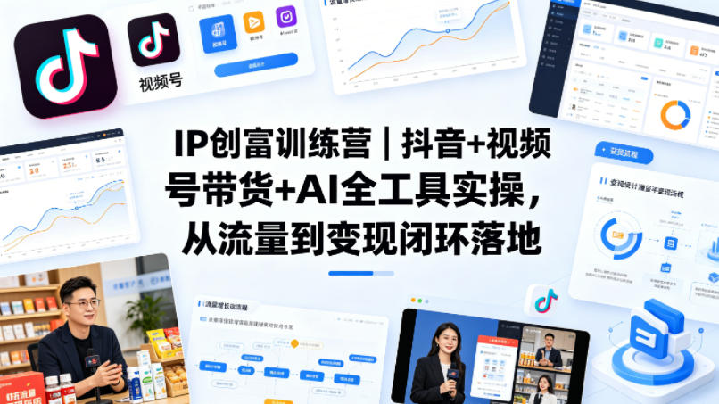 IP创富训练营｜抖音+视频号带货+AI全工具实操，从流量到变现闭环落地-weichuangqy
