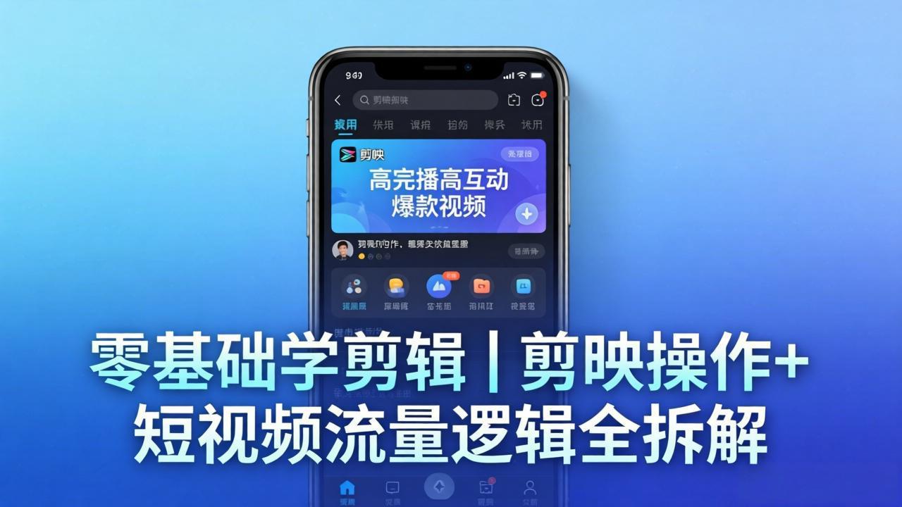 【零基础学剪辑】剪映操作+短视频流量逻辑全拆解｜手把手教你剪出高完播高互动爆款视频-weichuangqy