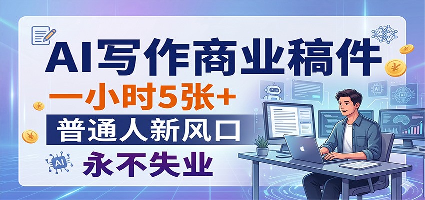 AI写作商业稿件，一小时5张+，普通人新风口，永不失业-weichuangqy