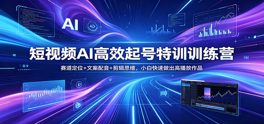 短视频AI高效起号特训训练营：赛道定位+文案配音+剪辑思维，小白快速做出高播放作品-weichuangqy