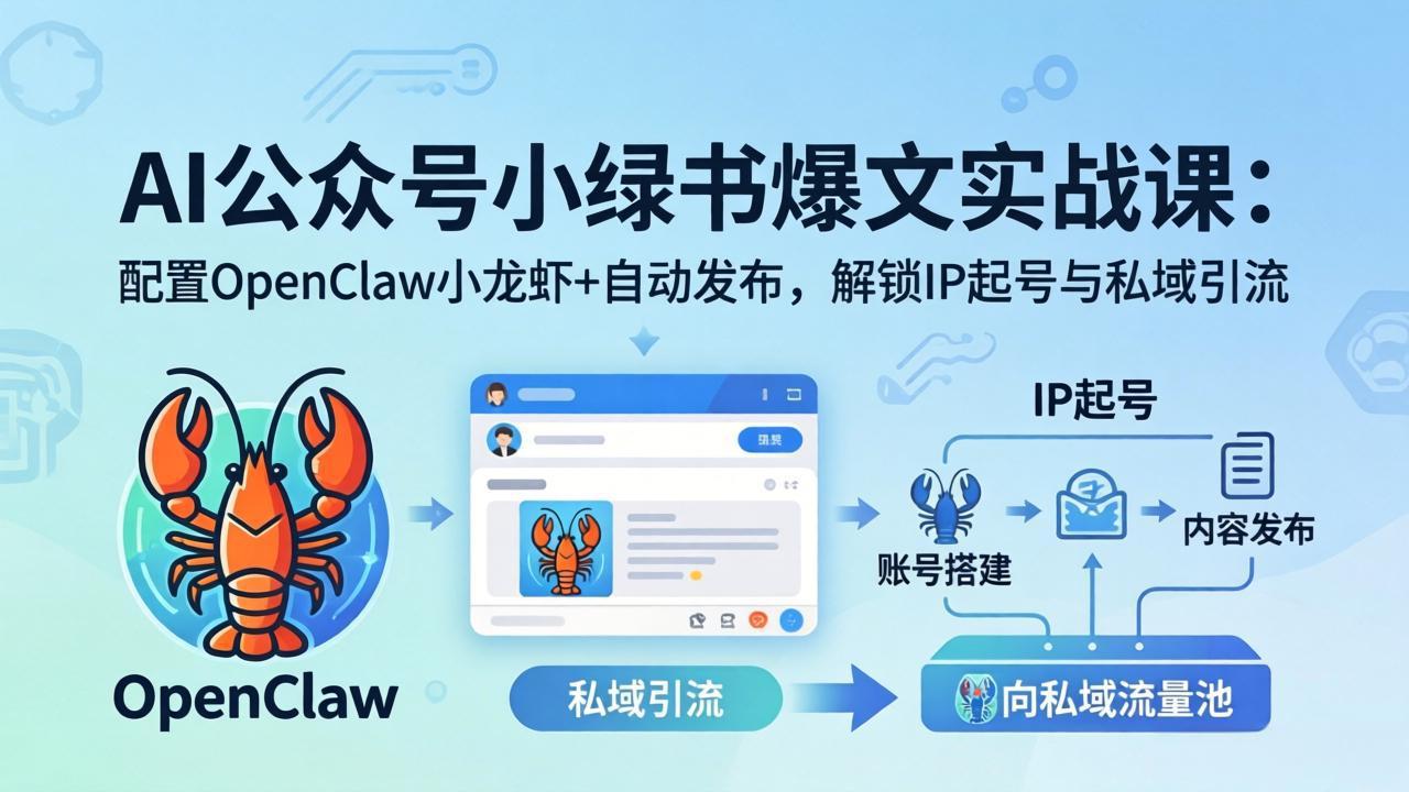 AI公众号小绿书变现实战课：小绿书爆文写作+OpenClaw自动发布，解锁IP起号与私域引流-weichuangqy
