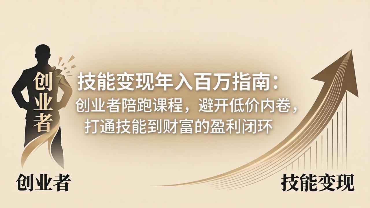 技能变现年入百万指南：创业者陪跑课程，避开低价内卷，打通技能到财富的盈利闭环-weichuangqy