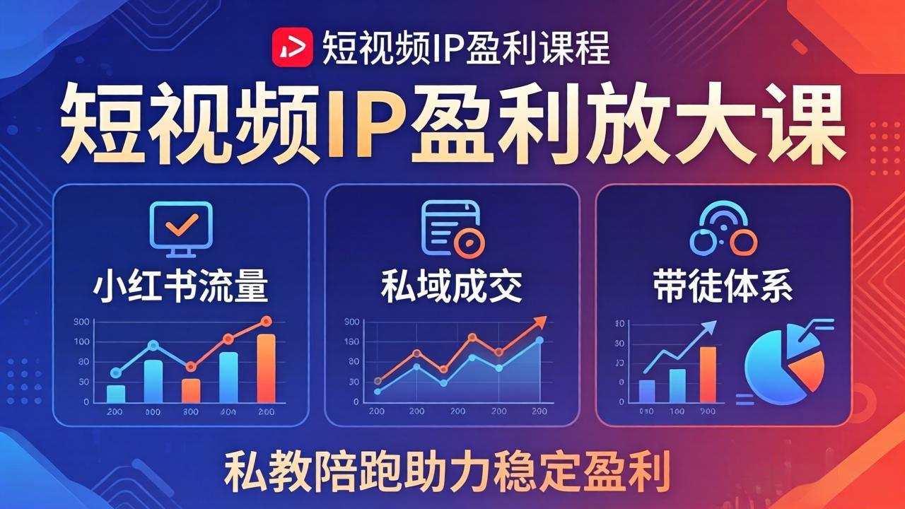短视频IP盈利放大课：小红书流量+私域成交+带徒体系，私教陪跑助力稳定盈利-weichuangqy