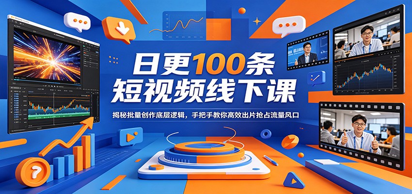 日更100条短视频线下课：揭秘批量创作底层逻辑，手把手教你高效出片抢占流量风口-weichuangqy