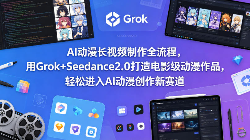AI动漫长视频制作全流程，用Grok+Seedance2.0打造电影级动漫作品，轻松进入AI动漫创作新赛道-weichuangqy