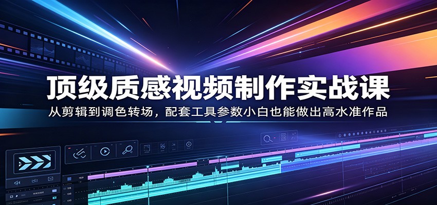 顶级质感视频制作实战课：从剪辑到调色转场，配套工具参数小白也能做出高水准作品-weichuangqy