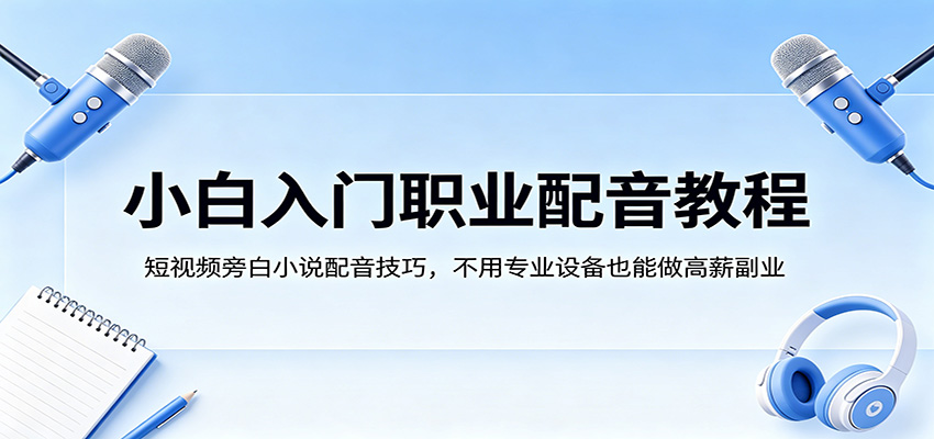 小白入门职业配音教程，短视频旁白小说配音技巧，不用专业设备也能做高薪副业-weichuangqy