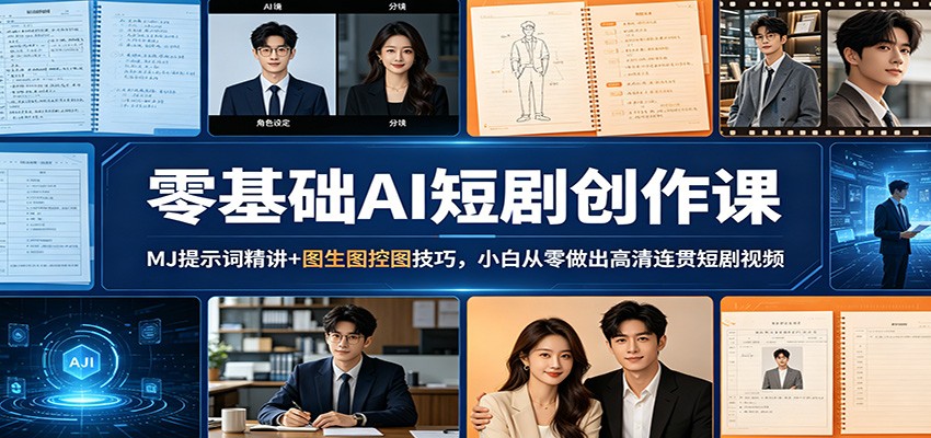 零基础AI短剧创作课：MJ提示词精讲+图生图控图技巧，小白从零做出高清连贯短剧视频-weichuangqy