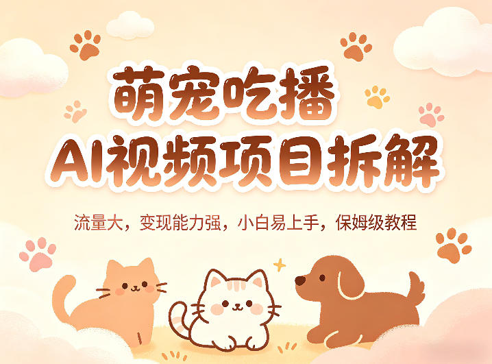 萌宠吃播AI视频项目拆解，流量大，变现能力强，小白易上手，保姆级教程-weichuangqy