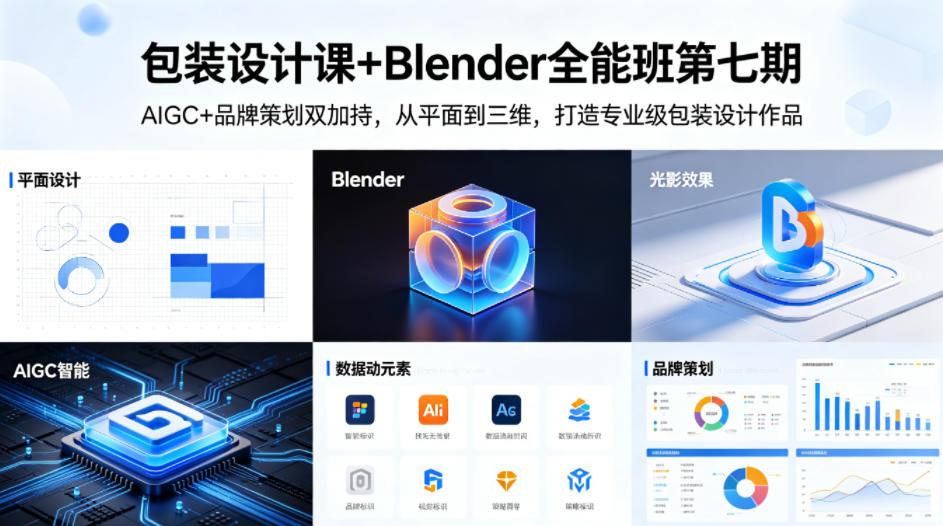 包装设计课+Blender全能班第七期，AIGC+品牌策划双加持，从平面到三维，打造专业级包装设计作品-weichuangqy