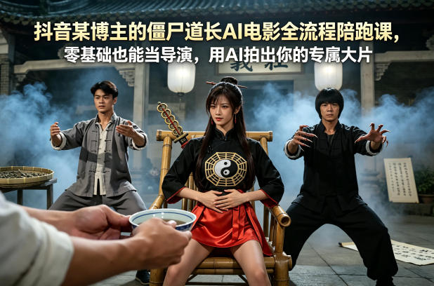 抖音某博主的僵尸道长AI电影全流程陪跑课，零基础也能当导演，用AI拍出你的专属大片-weichuangqy