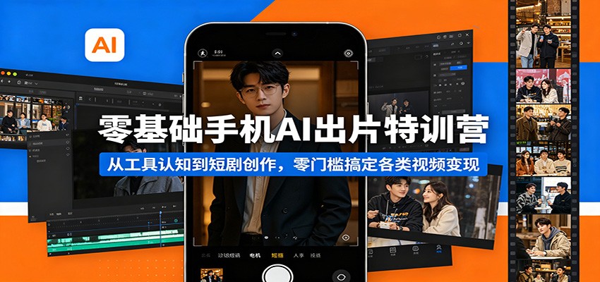 零基础手机AI出片特训营：从工具认知到短剧创作，零门槛搞定各类视频变现-weichuangqy