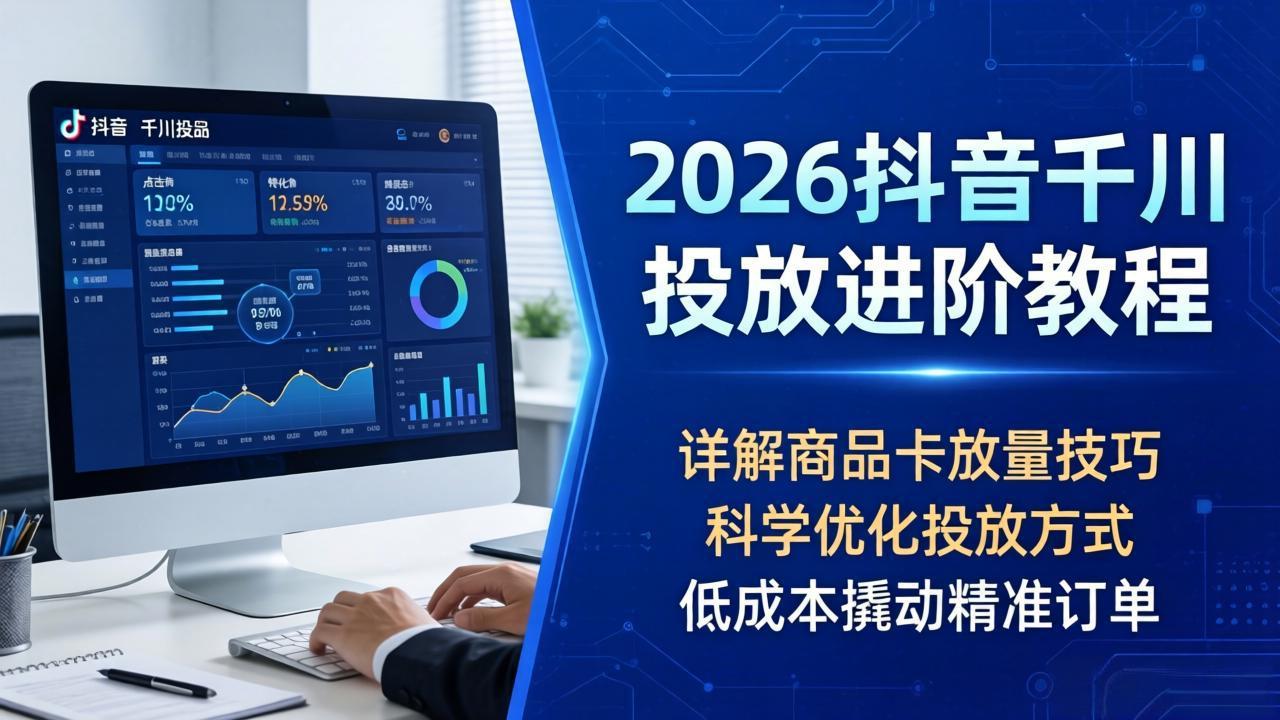 2026抖音千川投放进阶教程，详解商品卡放量技巧，科学优化投放方式，低成本撬动精准订单-weichuangqy