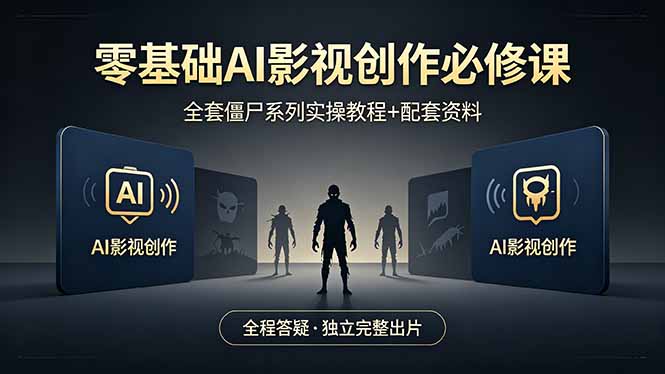 零基础AI影视创作必修课，全套僵尸系列实操教程加配套资料，全程答疑带你独立完整出片-weichuangqy