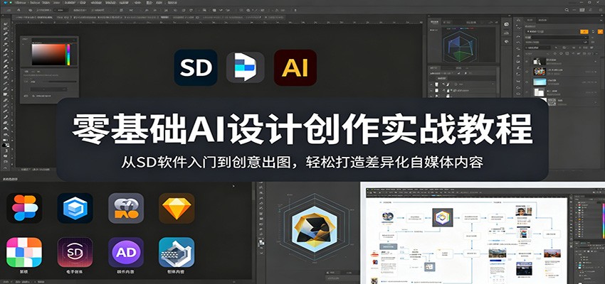 零基础AI设计创作实战教程：从SD软件入门到创意出图，轻松打造差异化自媒体内容-weichuangqy