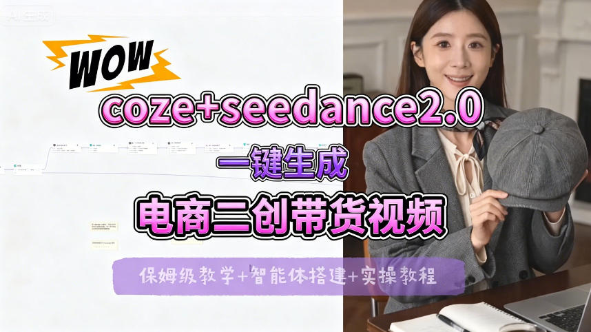 【Coze工作流搭建实操教程】seedance2.0+coze一键生成电商二创带货视频，全流程保姆级教学-weichuangqy