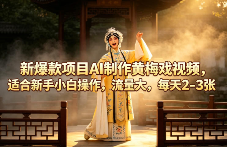 新爆款项目AI制作黄梅戏视频，适合新手小白操作，流量大，每天2-3张-weichuangqy