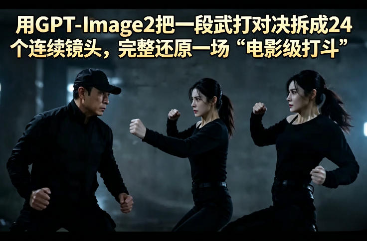 用GPT-Image2把一段武打对决拆成24个连续镜头，完整还原一场“电影级打斗”-weichuangqy