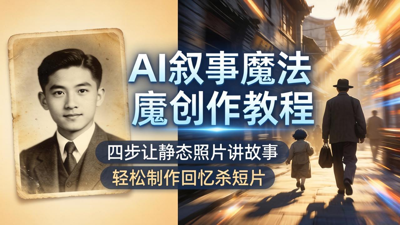 AI叙事魔法创作教程，四步让静态照片讲故事，老照片修复加动态特效，轻松制作回忆杀短片-weichuangqy