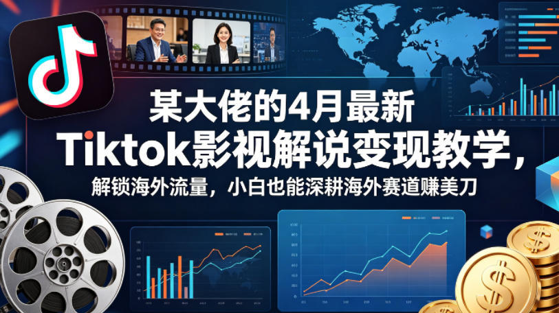 某大佬的4月最新Tiktok影视解说变现教学，解锁海外流量，小白也能深耕海外赛道賺美刀-weichuangqy