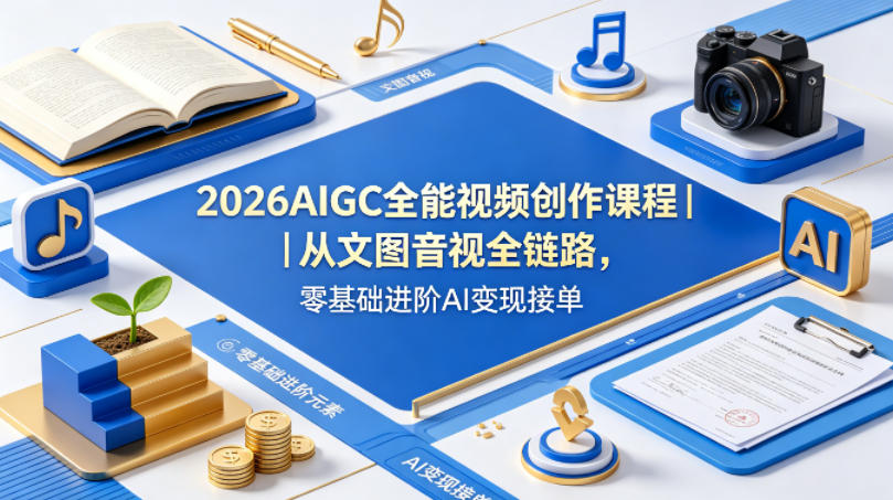 2026AIGC全能视频创作课程｜从文图音视全链路，零基础进阶AI变现接单-weichuangqy