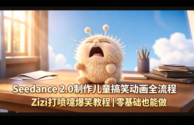 Seedance 2.0制作儿童搞笑动画全流程Zizi打喷嚏爆笑教程｜零基础也能做-weichuangqy