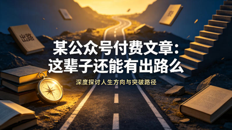 某公众号付费文章：这辈子还能有出路么-weichuangqy