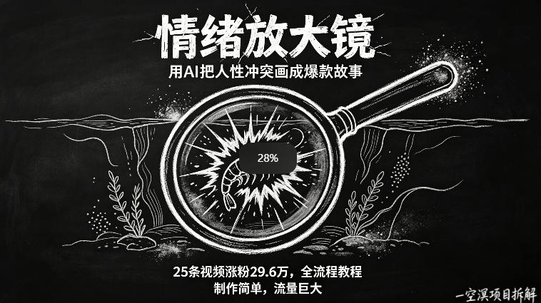 AI制作“情绪放大镜“视频，25条视频涨粉29.6W粉，流量巨大，制作简单，全流程教程-weichuangqy