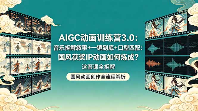 AIGC动画训练营3.0：音乐拆解叙事+一镜到底+口型匹配：国风获奖IP动画如何炼成？这套课全拆解-weichuangqy
