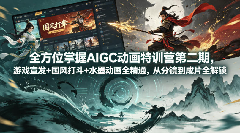 全方位掌握AIGC动画特训营第二期，游戏宣发+国风打斗+水墨动画全精通，从分镜到成片全解锁-weichuangqy