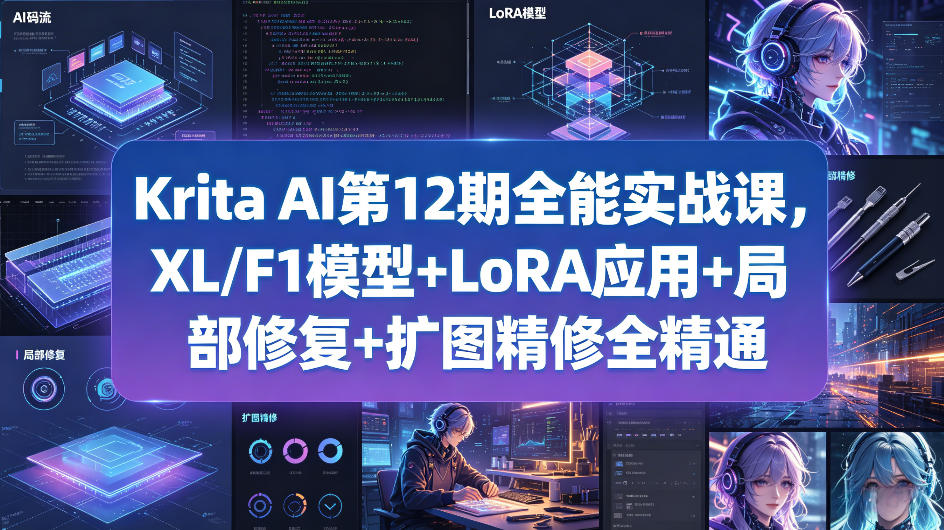Krita AI第12期全能实战课，XL/F1模型+LoRA应用+局部修复+扩图精修全精通-weichuangqy
