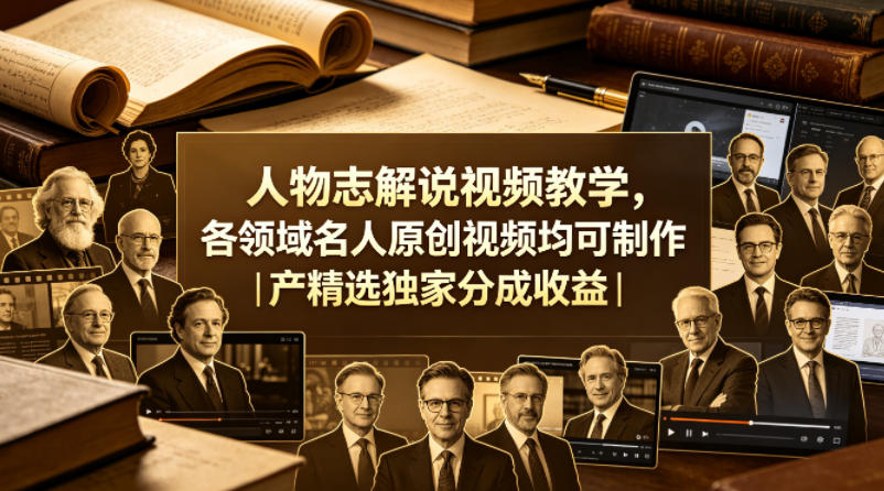 人物志解说视频教学，各领域名人原创视频均可制作丨精选独家分成收益(更新0430)-weichuangqy