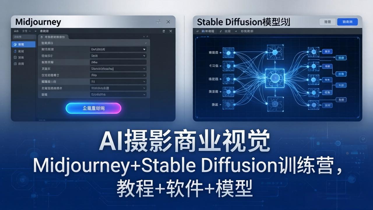 AI摄影商业视觉Midjourney+Stable Diffusion训练营，教程+软件+模型-weichuangqy