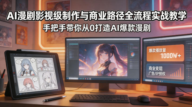 AI漫剧影视级制作与商业路径全流程实战教学，手带你从0打造AI爆款漫剧-weichuangqy