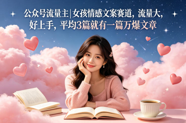 公众号流量主女孩情感文案赛道，流量大，好上手，平均3篇就有一篇万爆文章-weichuangqy
