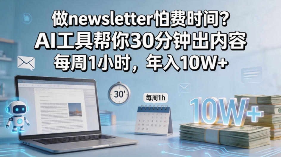 做newsletter怕费时间？AI工具帮你30分钟出内容，每周1小时，年入10W+！【原创双语字幕】-weichuangqy