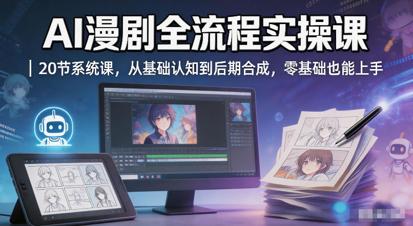 AI漫剧全流程实操课｜20节系统课，从基础认知到后期合成，零基础也能上手-weichuangqy