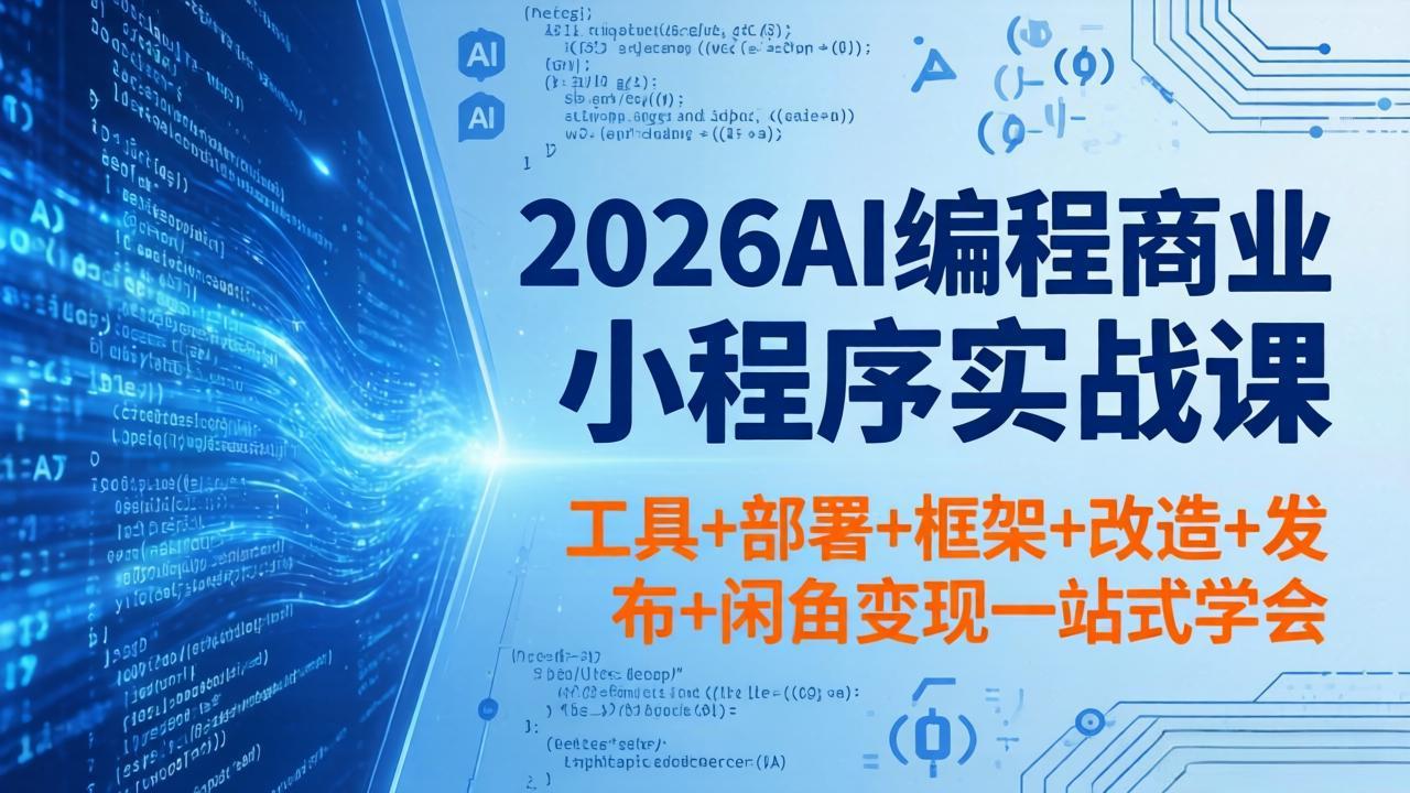2026AI编程商业小程序实战课，工具+部署+框架+改造+发布+闲鱼变现一站式学会-weichuangqy