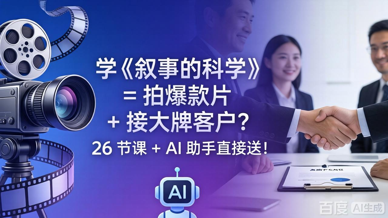 学《叙事的科学》= 拍爆款片 + 接大牌客户？26 节课 + AI 助手直接送！-weichuangqy