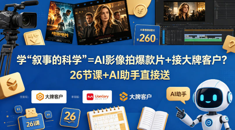 学《叙事的科学》=AI影像拍爆款片+接大牌客户？26节课+AI助手直接送【原创双语字幕】-weichuangqy