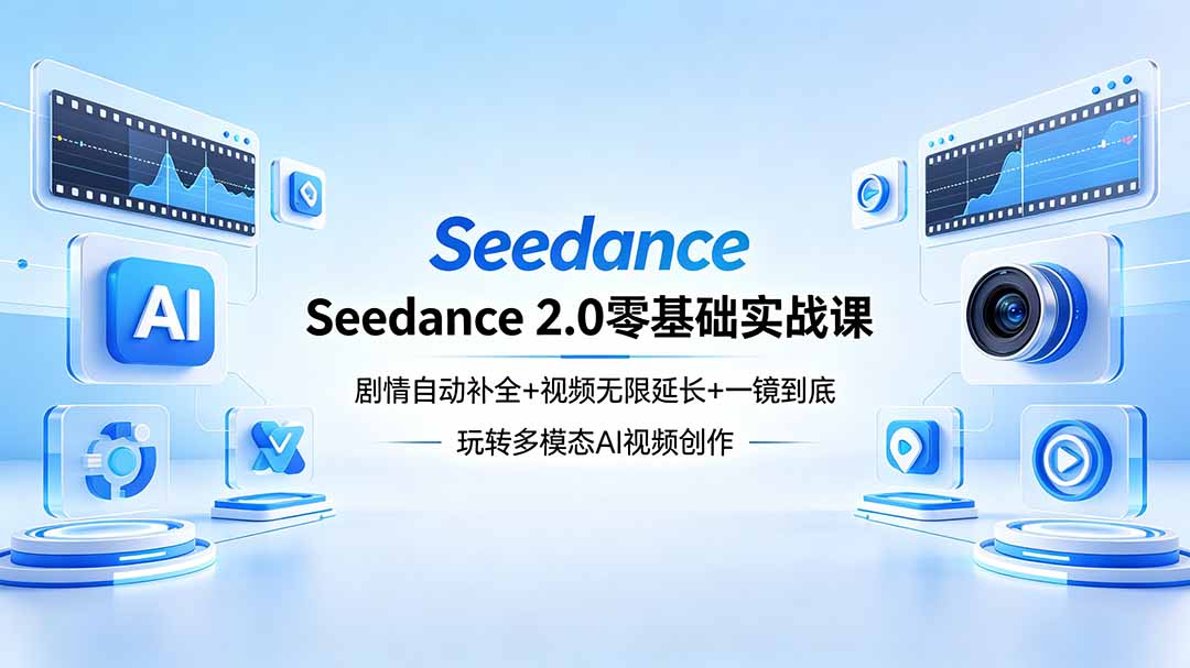 Seedance 2.0零基础实战课：剧情自动补全+视频无限延长+一镜到底：玩转多模态AI视频创作-weichuangqy