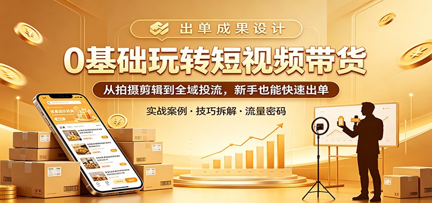0基础玩转短视频带货：从拍摄剪辑到全域投流，新手也能快速出单-weichuangqy