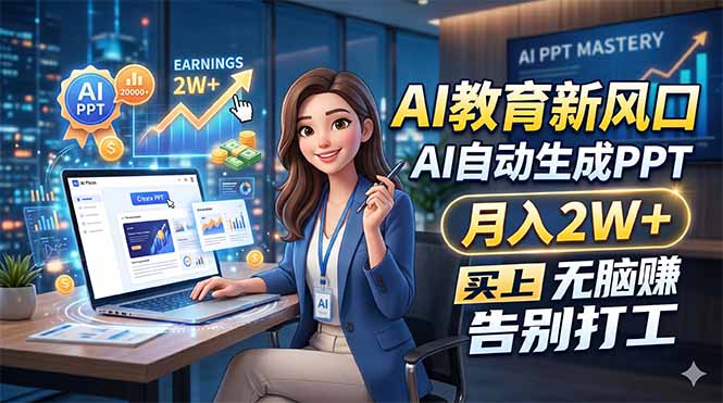 AI教育新风口，AI自动生成PPT，月入2W+，无脑赚，告别打工-weichuangqy