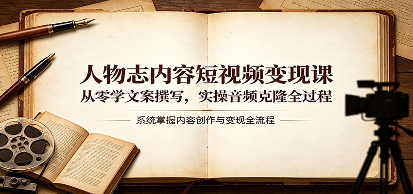 人物志内容短视频变现课：从零学文案撰写，实操音频克隆全过程-weichuangqy