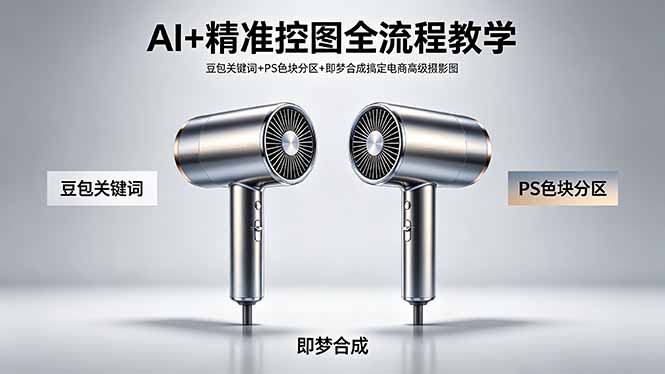 AI+精准控图全流程教学 豆包关键词+PS色块分区+即梦合成搞定电商高级摄影图-weichuangqy