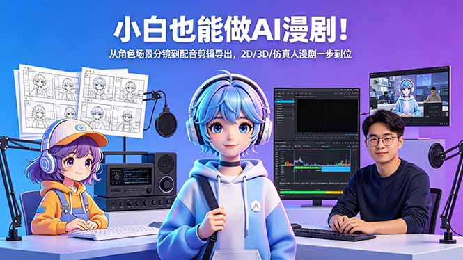 小白也能做AI漫剧！从角色场景分镜到配音剪辑导出，2D/3D/仿真人漫剧一步到位-weichuangqy