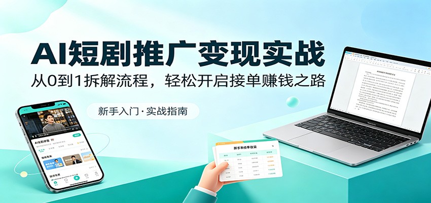AI短剧推广变现实战：从0到1拆解流程，轻松开启接单赚钱之路-weichuangqy