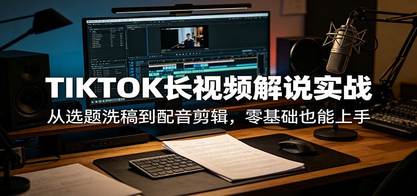 TIKTOK长视频解说实战：从选题洗稿到配音剪辑，零基础也能上手-weichuangqy
